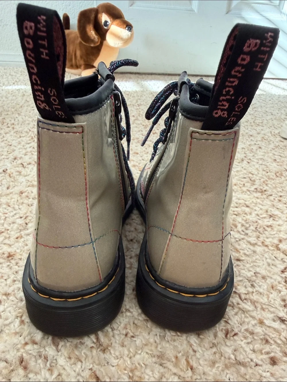 Kids Dr Martens Silver Boots Size 13